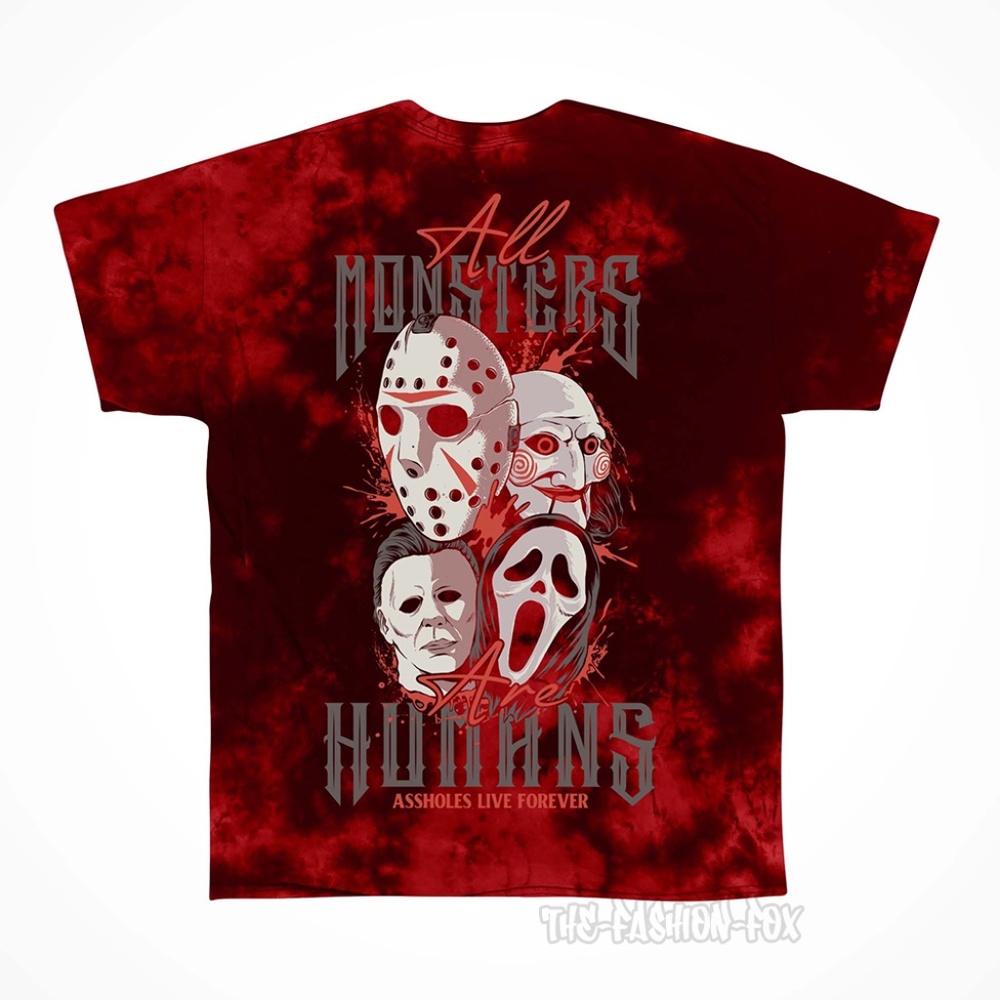 Assholes Live Forever ALF All Monsters Are Humans Red Tie Dye Tee Unisex XL NEW